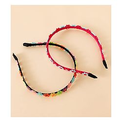 Babyhug Floral Applique Detailed Hair Band Pack of 2 - Red and Blue