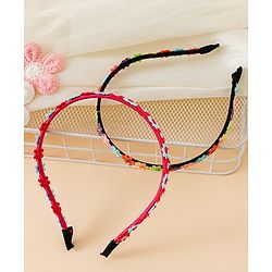 Babyhug Floral Applique Detailed Hair Band Pack of 2 - Red and Blue
