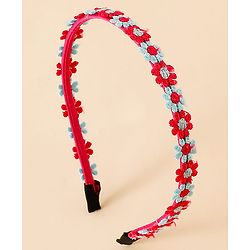 Babyhug Floral Applique Detailed Hair Band Pack of 2 - Red and Blue