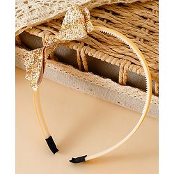 Babyhug Hair Band With Bow Applique - Gold