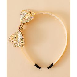 Babyhug Hair Band With Bow Applique - Gold