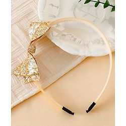 Babyhug Hair Band With Bow Applique - Gold
