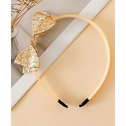 Babyhug Hair Band With Bow Applique - Gold