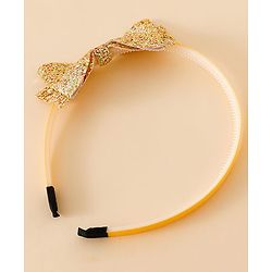 Babyhug Hair Band With Bow Applique - Gold