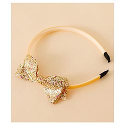 Babyhug Hair Band With Bow Applique - Gold