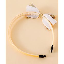 Babyhug Hair Band With Bow Applique - Gold