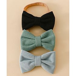 Babyhug Headband Bow Applique Free Size-Pack of 3-Red,Yellow,Black