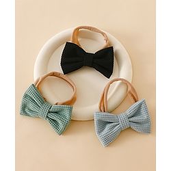 Babyhug Headband Bow Applique Free Size-Pack of 3-Red,Yellow,Black