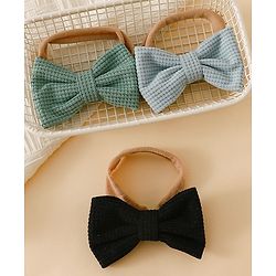 Babyhug Headband Bow Applique Free Size-Pack of 3-Red,Yellow,Black