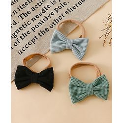 Babyhug Headband Bow Applique Free Size-Pack of 3-Red,Yellow,Black