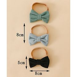 Babyhug Headband Bow Applique Free Size-Pack of 3-Red,Yellow,Black