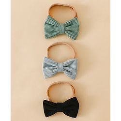 Babyhug Headband Bow Applique Free Size-Pack of 3-Red,Yellow,Black