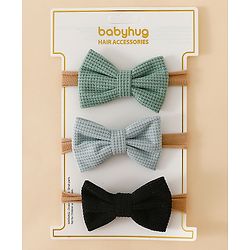 Babyhug Headband Bow Applique Free Size-Pack of 3-Red,Yellow,Black