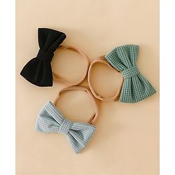Babyhug Headband Bow Applique Free Size-Pack of 3-Red,Yellow,Black