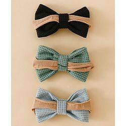 Babyhug Headband Bow Applique Free Size-Pack of 3-Red,Yellow,Black