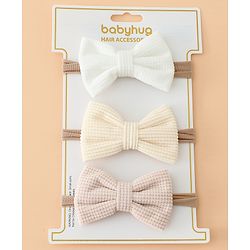 Babyhug Headband Bow Applique Free Size-Pack of 3-Red,Yellow,Black