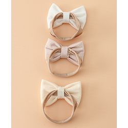 Babyhug Headband Bow Applique Free Size-Pack of 3-Red,Yellow,Black