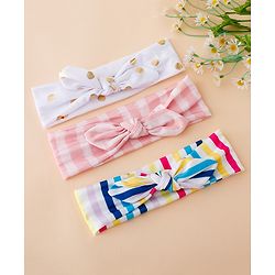 Babyhug Headbands With Bow Applique Pack of 3 - Pink & White