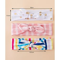 Babyhug Headbands With Bow Applique Pack of 3 - Pink & White