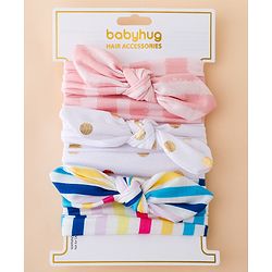 Babyhug Headbands With Bow Applique Pack of 3 - Pink & White