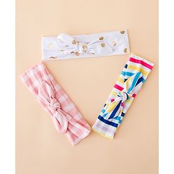 Babyhug Headbands With Bow Applique Pack of 3 - Pink & White