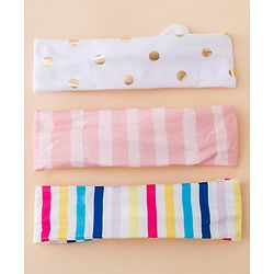 Babyhug Headbands With Bow Applique Pack of 3 - Pink & White