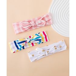 Babyhug Headbands With Bow Applique Pack of 3 - Pink & White