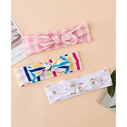 Babyhug Headbands With Bow Applique Pack of 3 - Pink & White