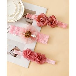 Babyhug Free Size Headbands With Floral Applique - Red