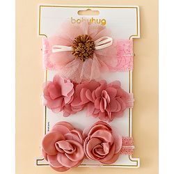 Babyhug Free Size Headbands With Floral Applique - Red