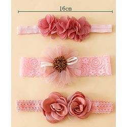 Babyhug Free Size Headbands With Floral Applique - Red