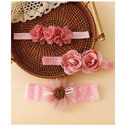 Babyhug Free Size Headbands With Floral Applique - Red