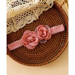 Babyhug Free Size Headbands With Floral Applique - Red