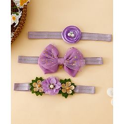 Babyhug Free Size Headbands With Floral Applique - Purple
