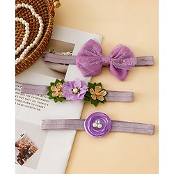 Babyhug Free Size Headbands With Floral Applique - Purple