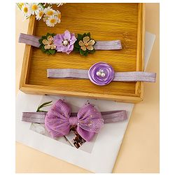 Babyhug Free Size Headbands With Floral Applique - Purple