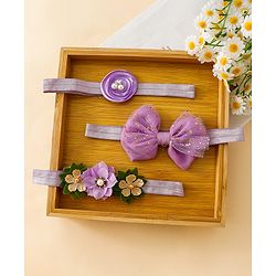 Babyhug Free Size Headbands With Floral Applique - Purple