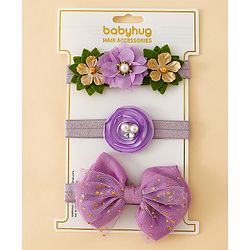 Babyhug Free Size Headbands With Floral Applique - Purple