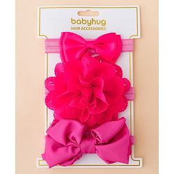 Babyhug Free Size Headbands With Floral Applique - Fuchsia