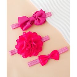 Babyhug Free Size Headbands With Floral Applique - Fuchsia