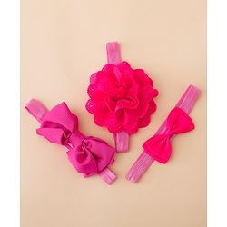 Babyhug Free Size Headbands With Floral Applique - Fuchsia