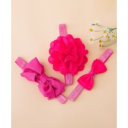 Babyhug Free Size Headbands With Floral Applique - Fuchsia