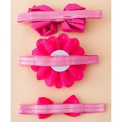 Babyhug Free Size Headbands With Floral Applique - Fuchsia