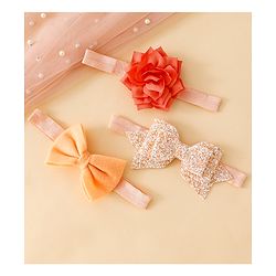 Babyhug Free Size Hedbands With Floral & Bow Applique - Orange