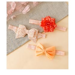Babyhug Free Size Hedbands With Floral & Bow Applique - Orange