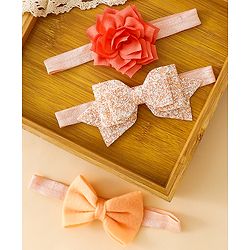 Babyhug Free Size Hedbands With Floral & Bow Applique - Orange
