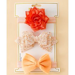 Babyhug Free Size Hedbands With Floral & Bow Applique - Orange