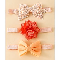 Babyhug Free Size Hedbands With Floral & Bow Applique - Orange