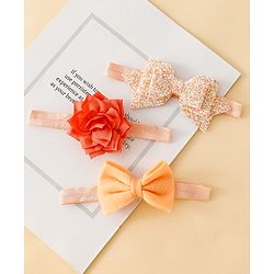 Babyhug Free Size Hedbands With Floral & Bow Applique - Orange