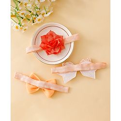 Babyhug Free Size Hedbands With Floral & Bow Applique - Orange